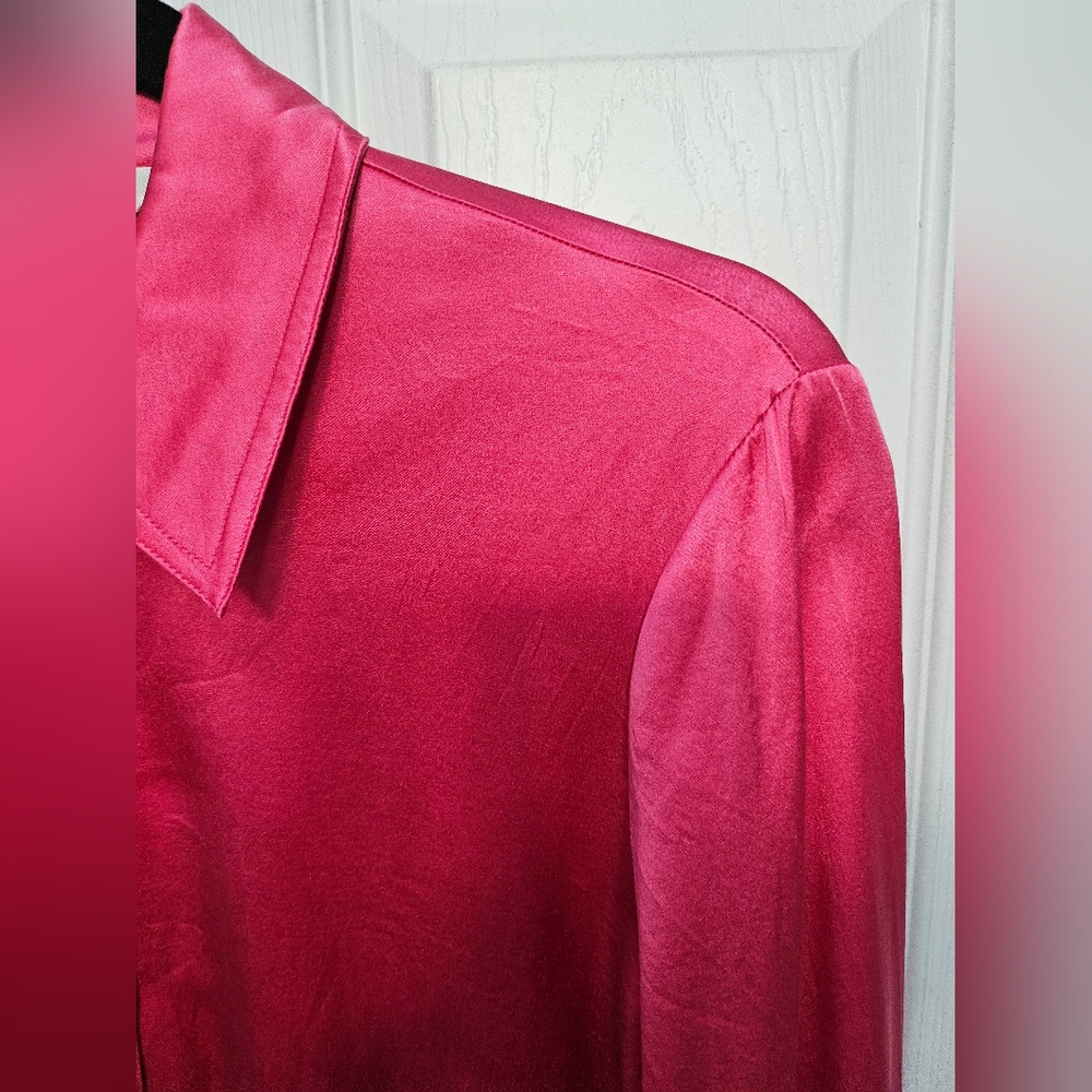 St. John Pink Silk Button Down Longsleeve Shirt - Picture 5 of 13
